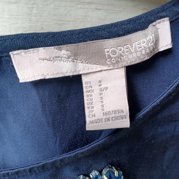 FOREVER 21 Rhinestone Jewel Bell Sleeve Blouse Top - Picture 9 of 10